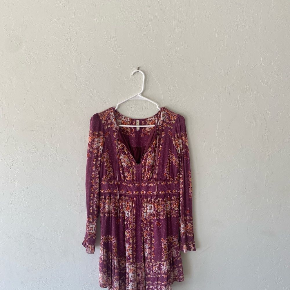Free People plum floral multi print dress - Picture 2 of 13